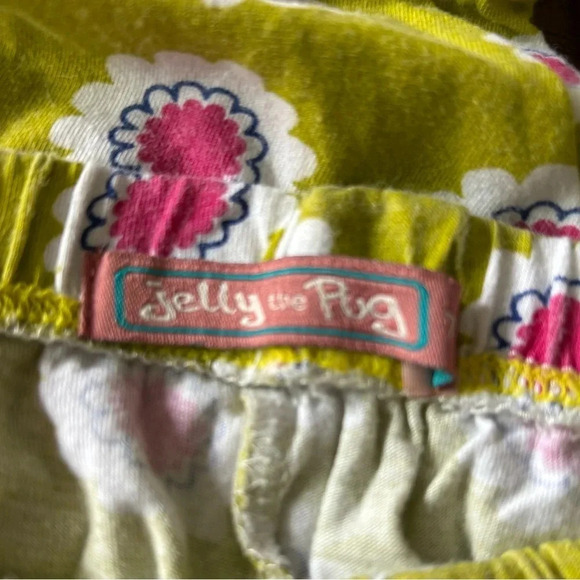 JELLY THE PUG EUC GIRLS PAJAMAS TOP BOTTOM COTTON ORANGE FALL WINTER SIZE 7 - Picture 6 of 6